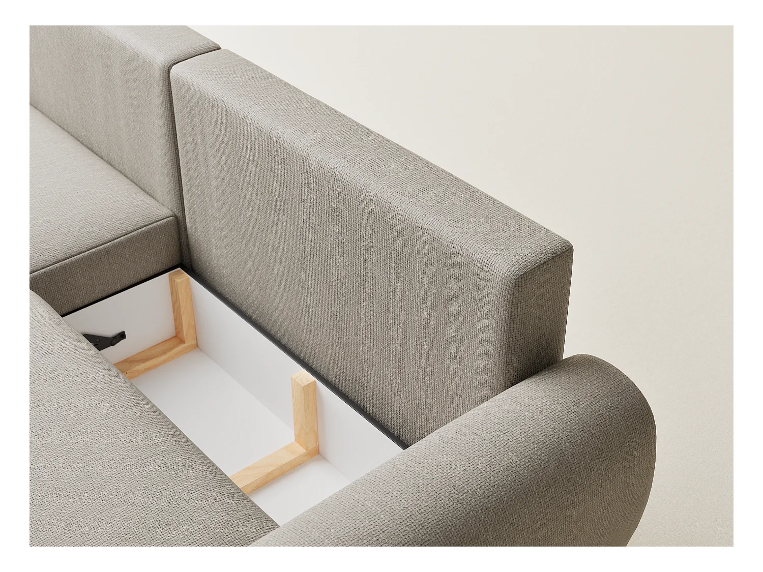 Canapé d'angle convertible Numba im tissu tresse - 3 places - beige