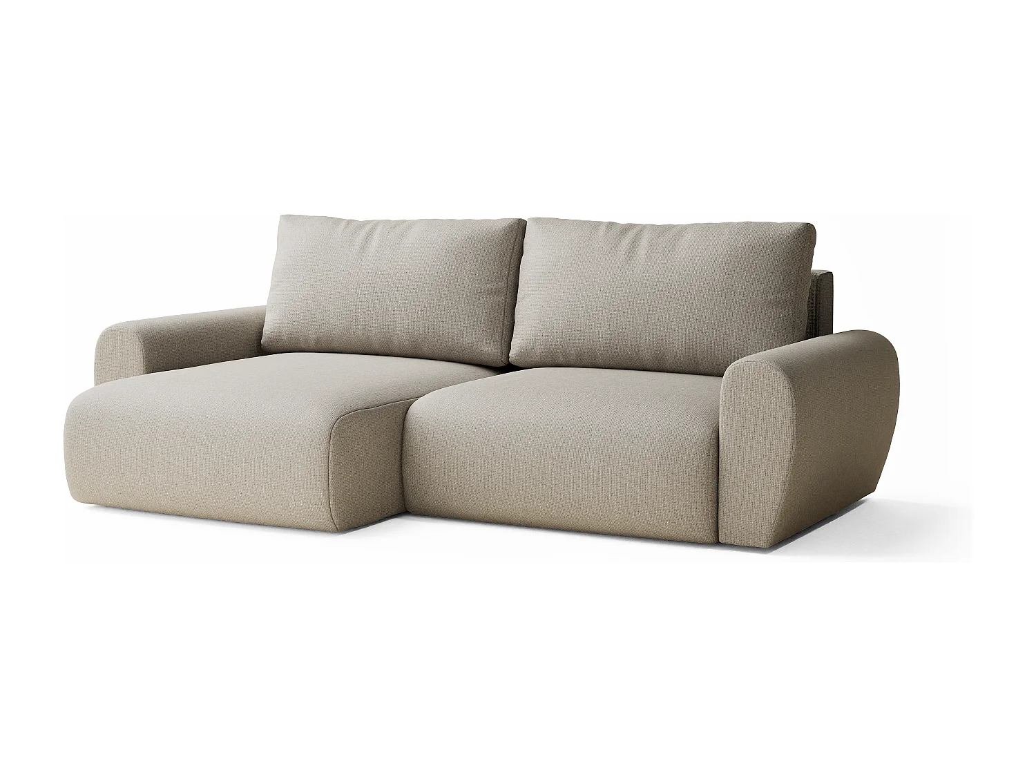 Ecksofa mit Schlaffunktion Numba aus Webstoff - Drei-Personen - beige
