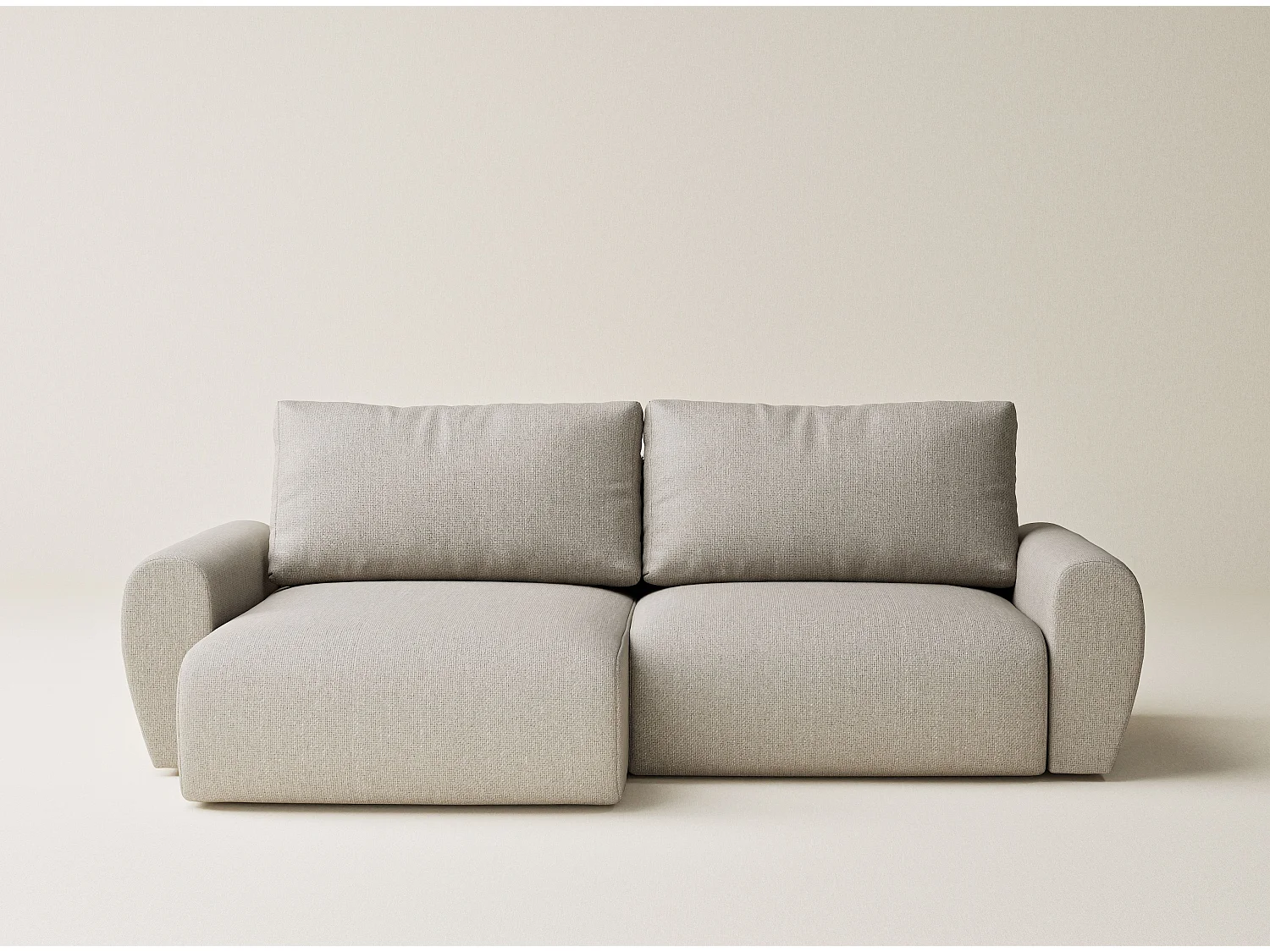 Ecksofa mit Schlaffunktion Numba aus Webstoff - Drei-Personen - beige