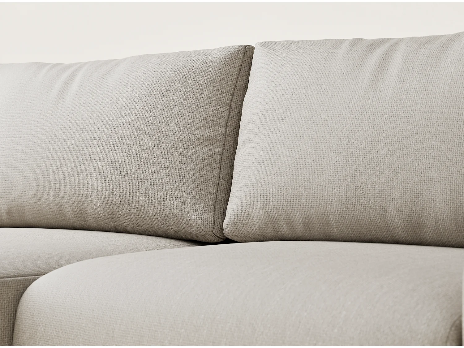 Ecksofa mit Schlaffunktion Numba aus Webstoff - Drei-Personen - beige