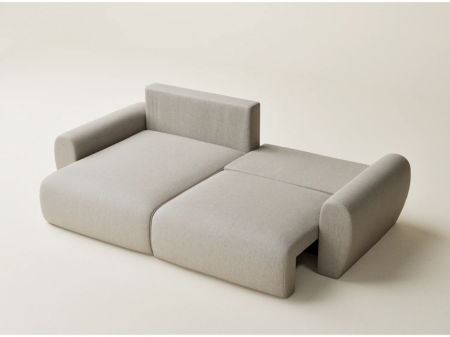 Ecksofa mit Schlaffunktion Numba aus Webstoff - Drei-Personen - beige