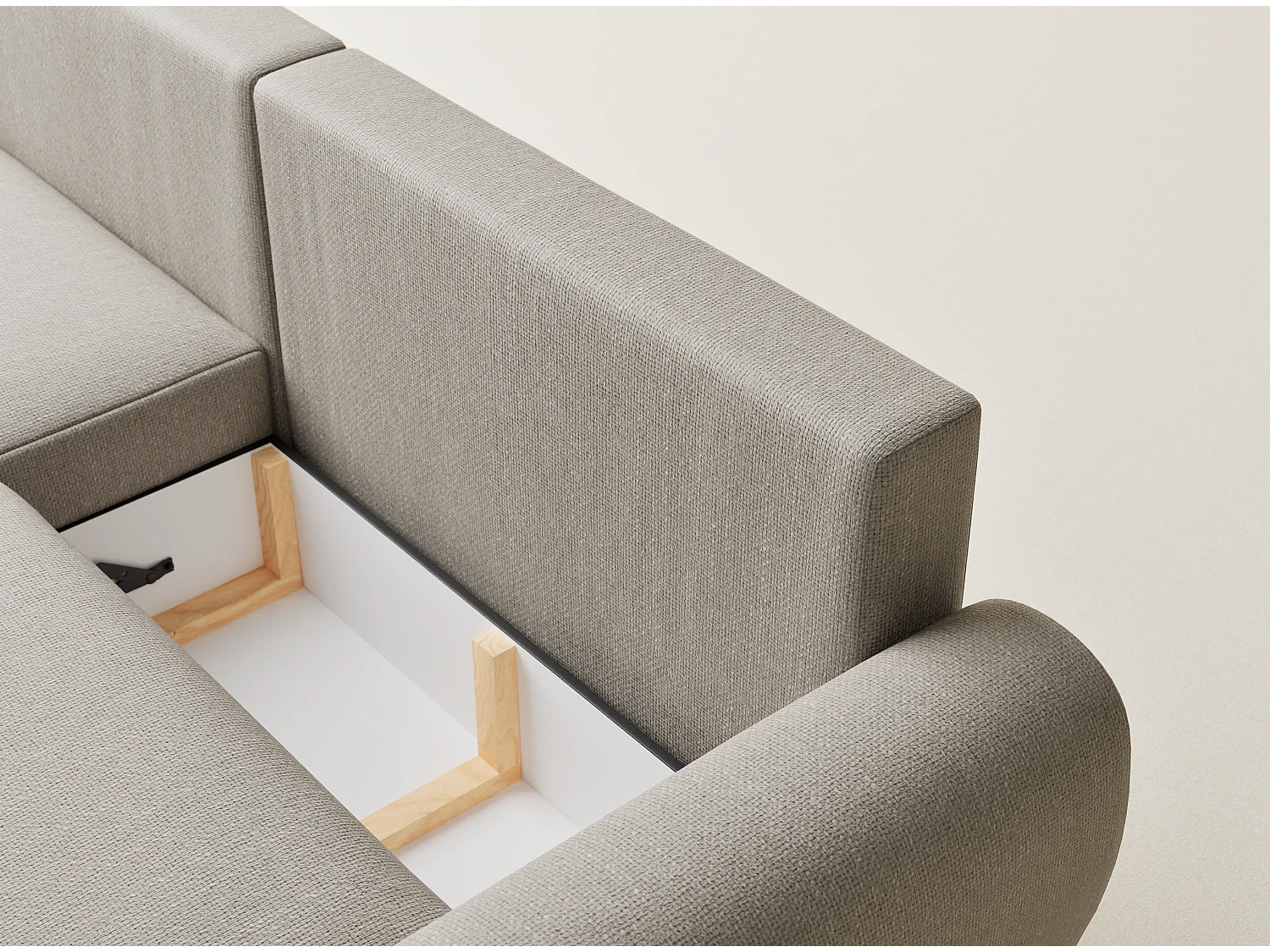 Canapé d'angle convertible Numba im tissu tresse - 3 places - beige