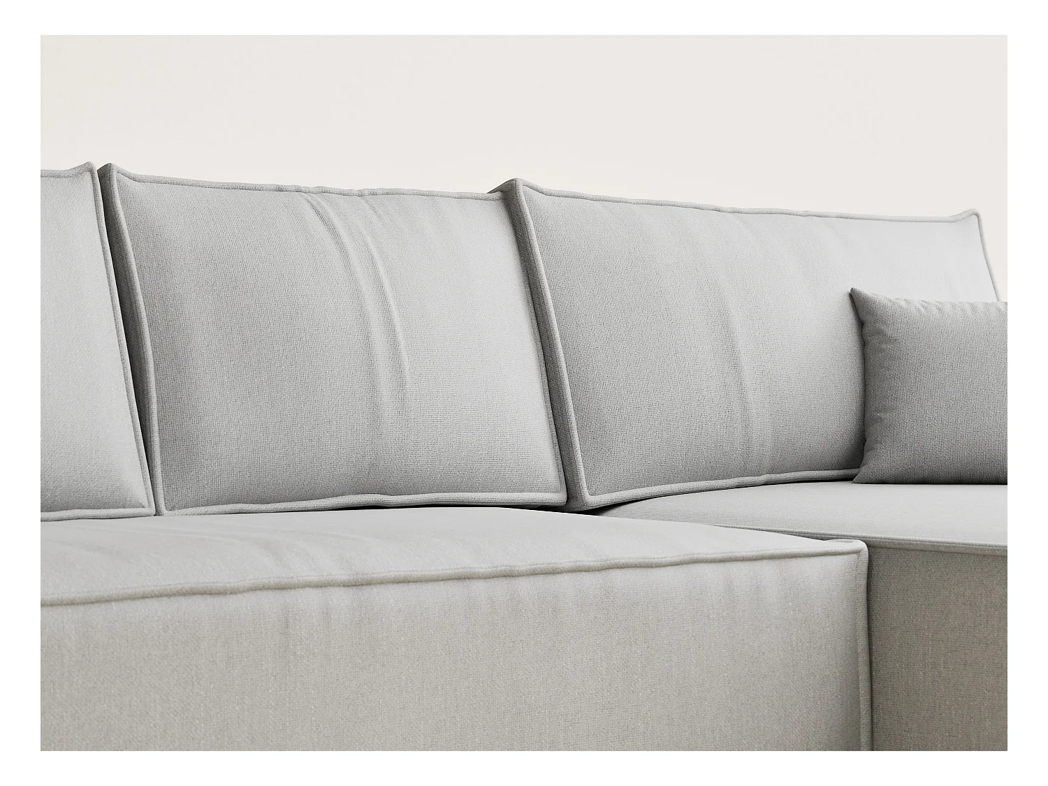 Canapé d'angle convertible Maze im tissu tresse - 5 places - gris clair