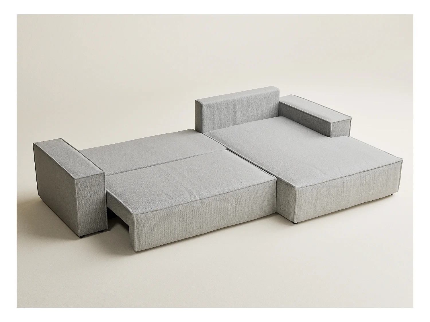 Canapé d'angle convertible Maze im tissu tresse - 5 places - gris clair