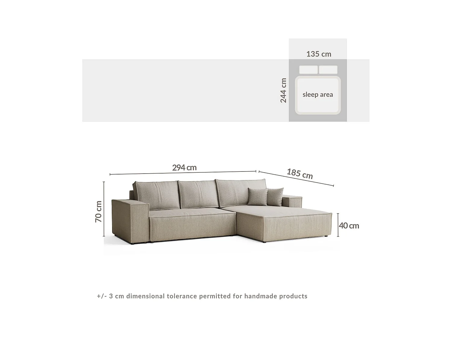 Canapé d'angle convertible Maze im tissu tresse - 5 places - gris clair