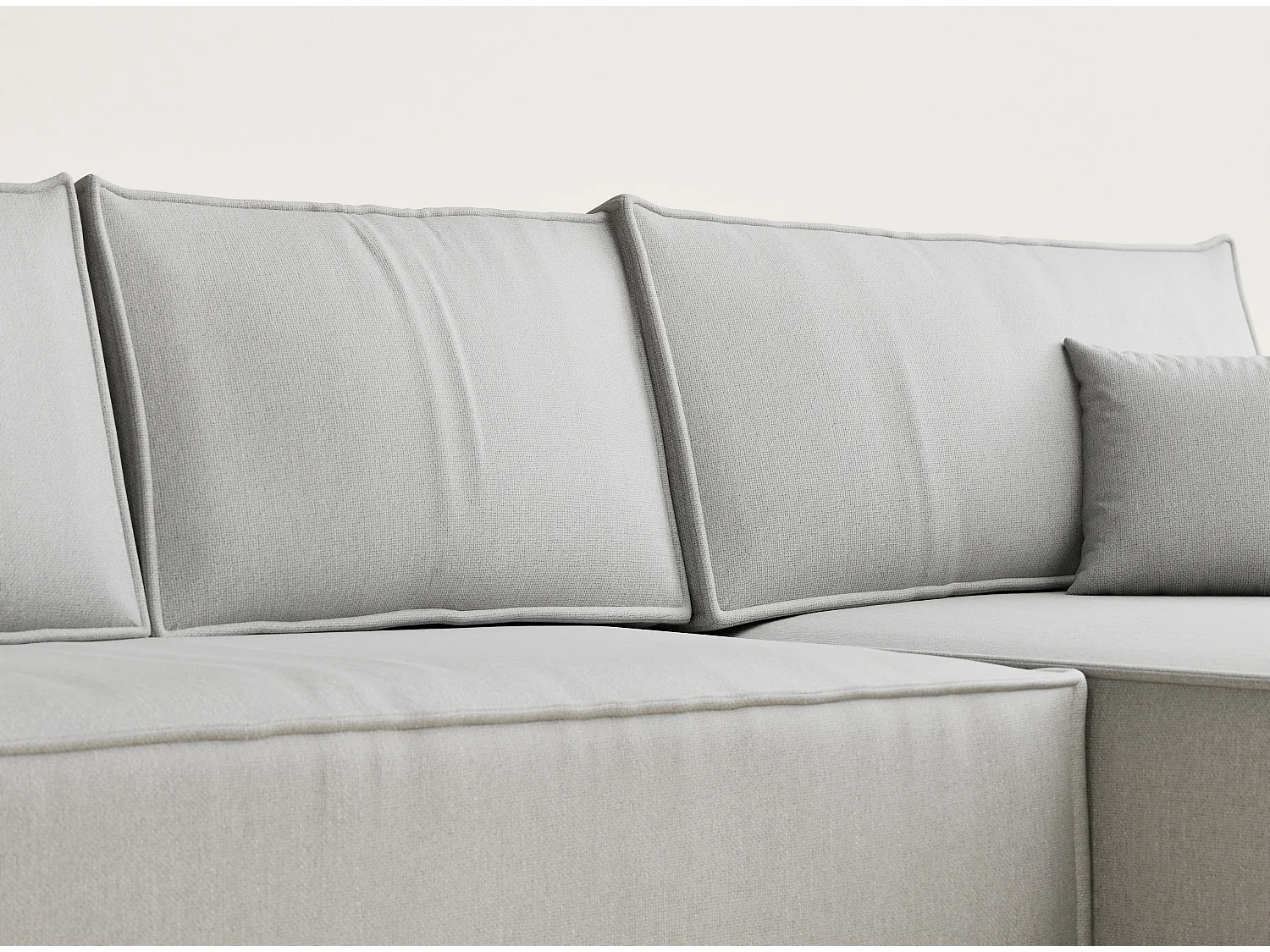 Canapé d'angle convertible Maze im tissu tresse - 5 places - gris clair