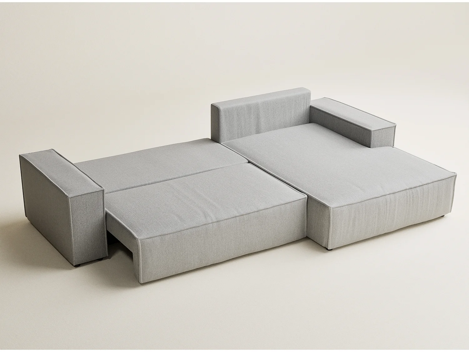 Canapé d'angle convertible Maze im tissu tresse - 5 places - gris clair