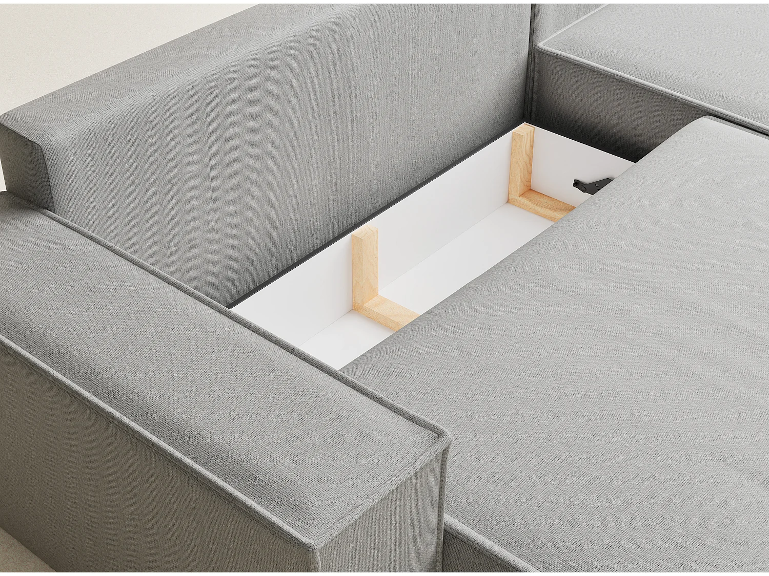 Canapé d'angle convertible Maze im tissu tresse - 5 places - gris clair