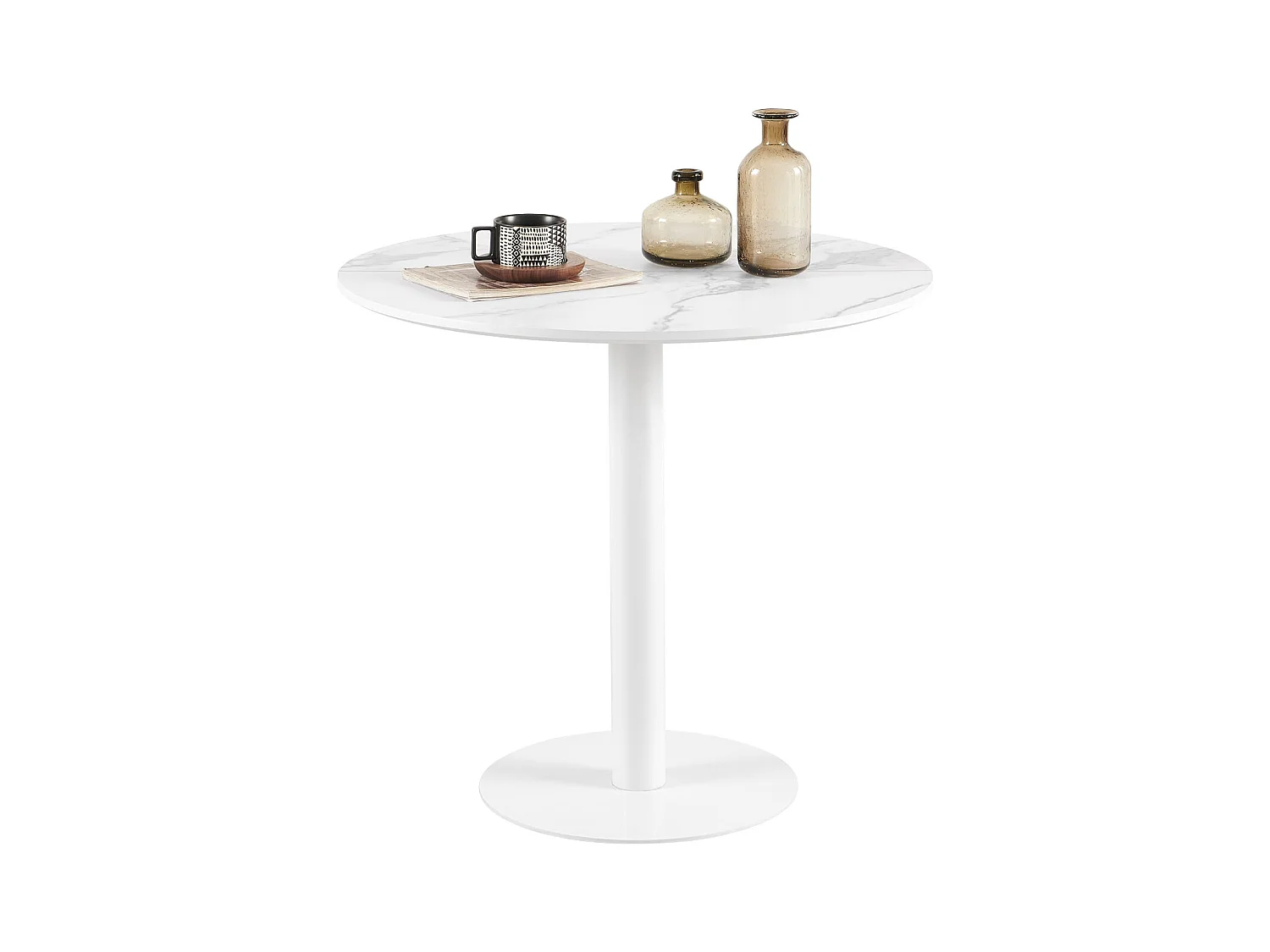 Table à Manger Ronde, Table Basse, Table de Bistro, Petite Table à Manger pour Cuisine, taverne, Petite Table à Manger avec marbrure