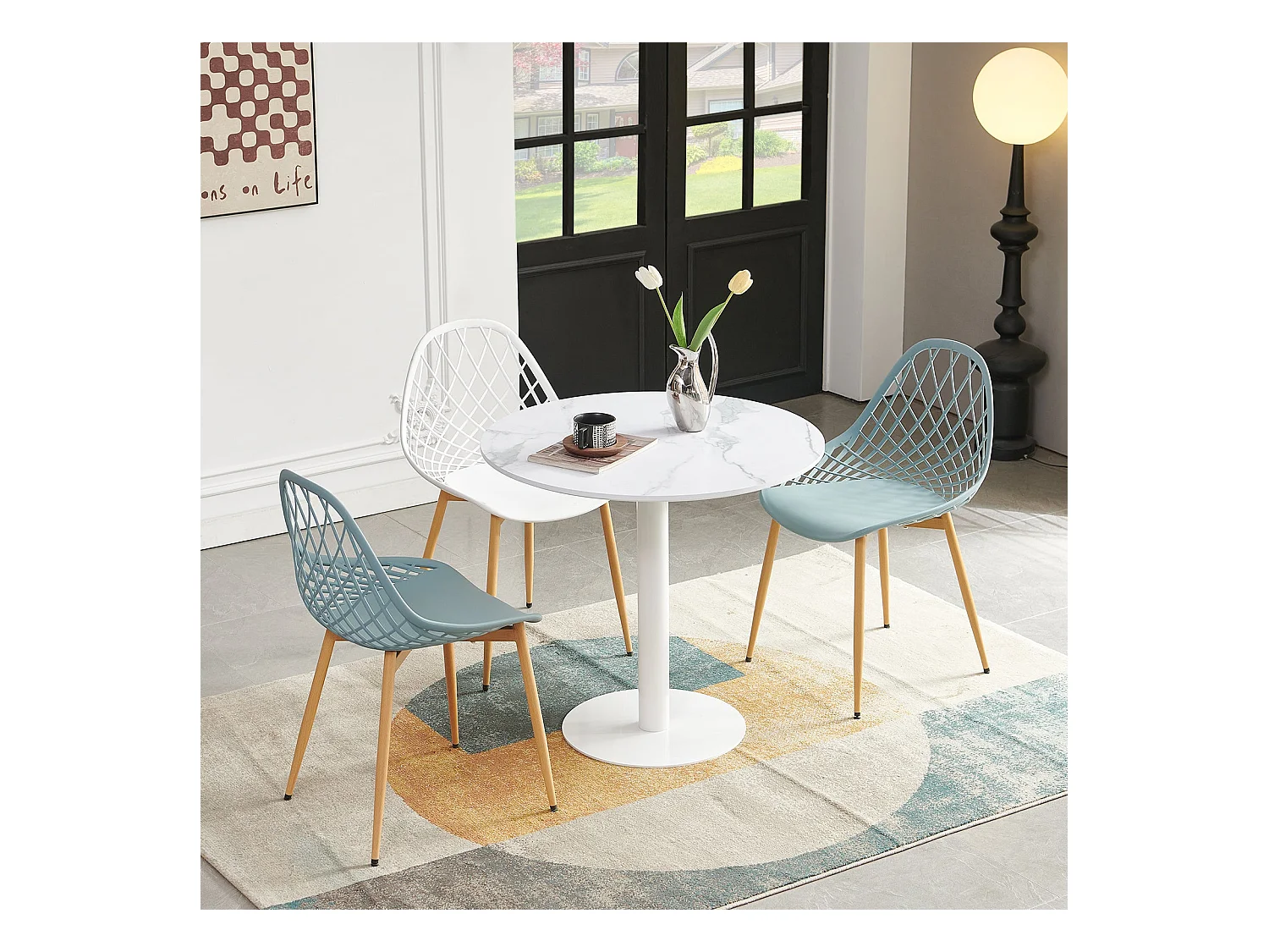 Table à Manger Ronde, Table Basse, Table de Bistro, Petite Table à Manger pour Cuisine, taverne, Petite Table à Manger avec marbrure