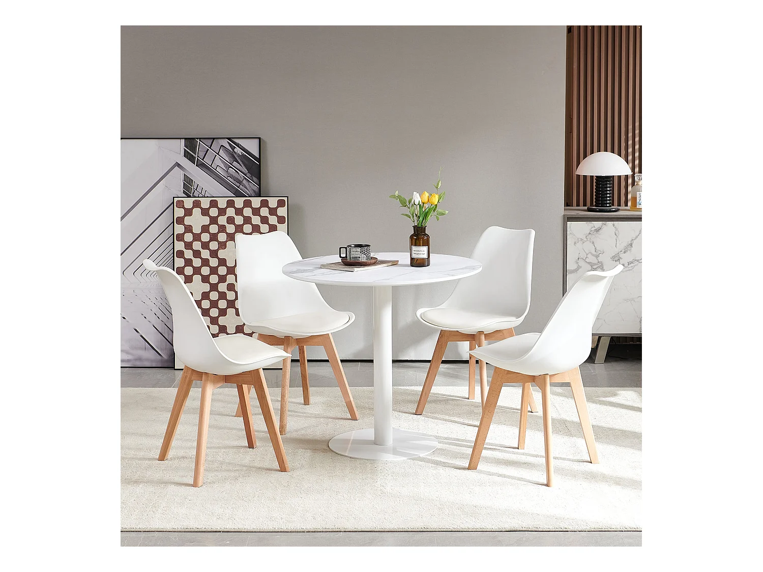 Table à Manger Ronde, Table Basse, Table de Bistro, Petite Table à Manger pour Cuisine, taverne, Petite Table à Manger avec marbrure