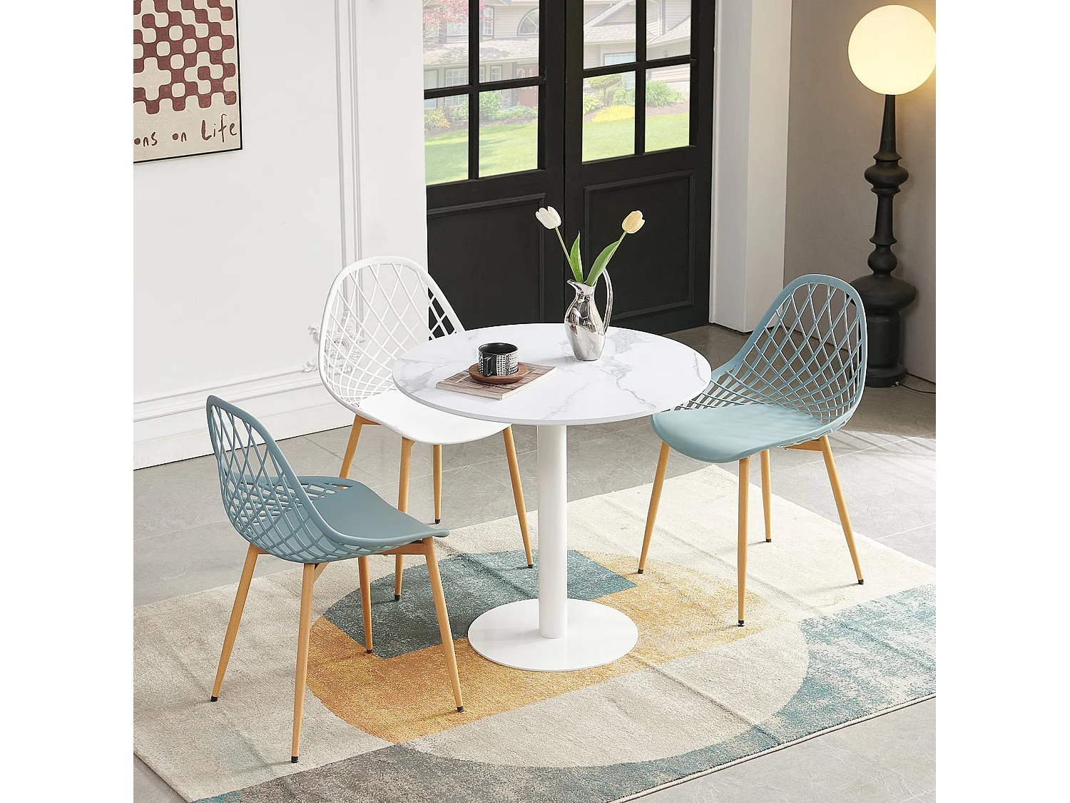 Table à Manger Ronde, Table Basse, Table de Bistro, Petite Table à Manger pour Cuisine, taverne, Petite Table à Manger avec marbrure