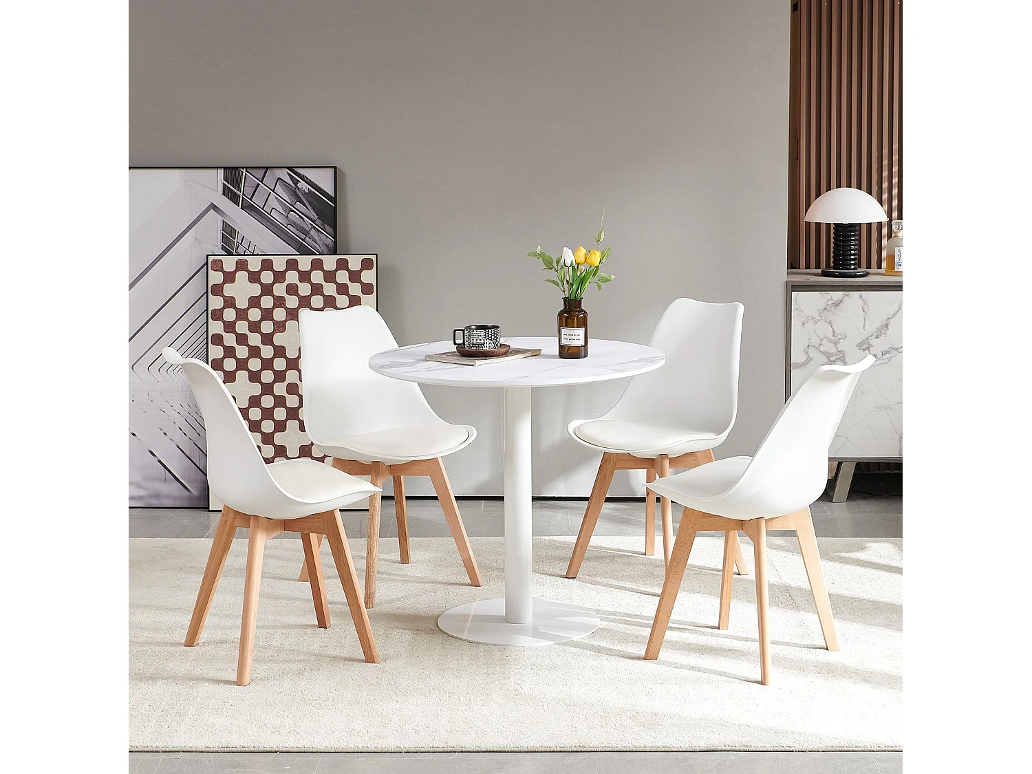 Table à Manger Ronde, Table Basse, Table de Bistro, Petite Table à Manger pour Cuisine, taverne, Petite Table à Manger avec marbrure