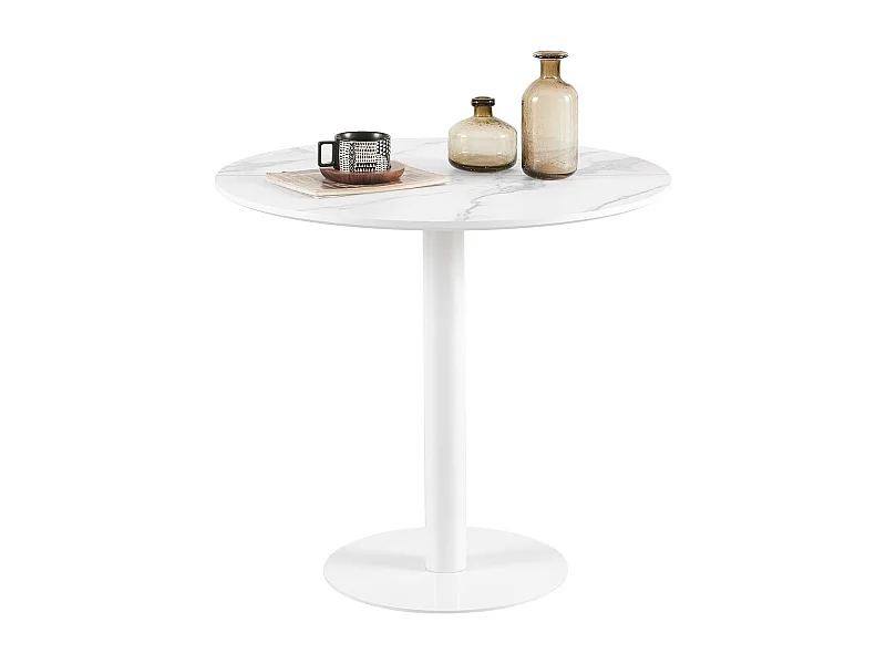 Table à Manger Ronde, Table Basse, Table de Bistro, Petite Table à Manger pour Cuisine, taverne, Petite Table à Manger avec marbrure