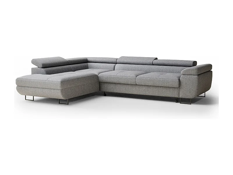 Narożnik z funkcją spania Concord w tkaninie plecionej - czteroosobowy - szary