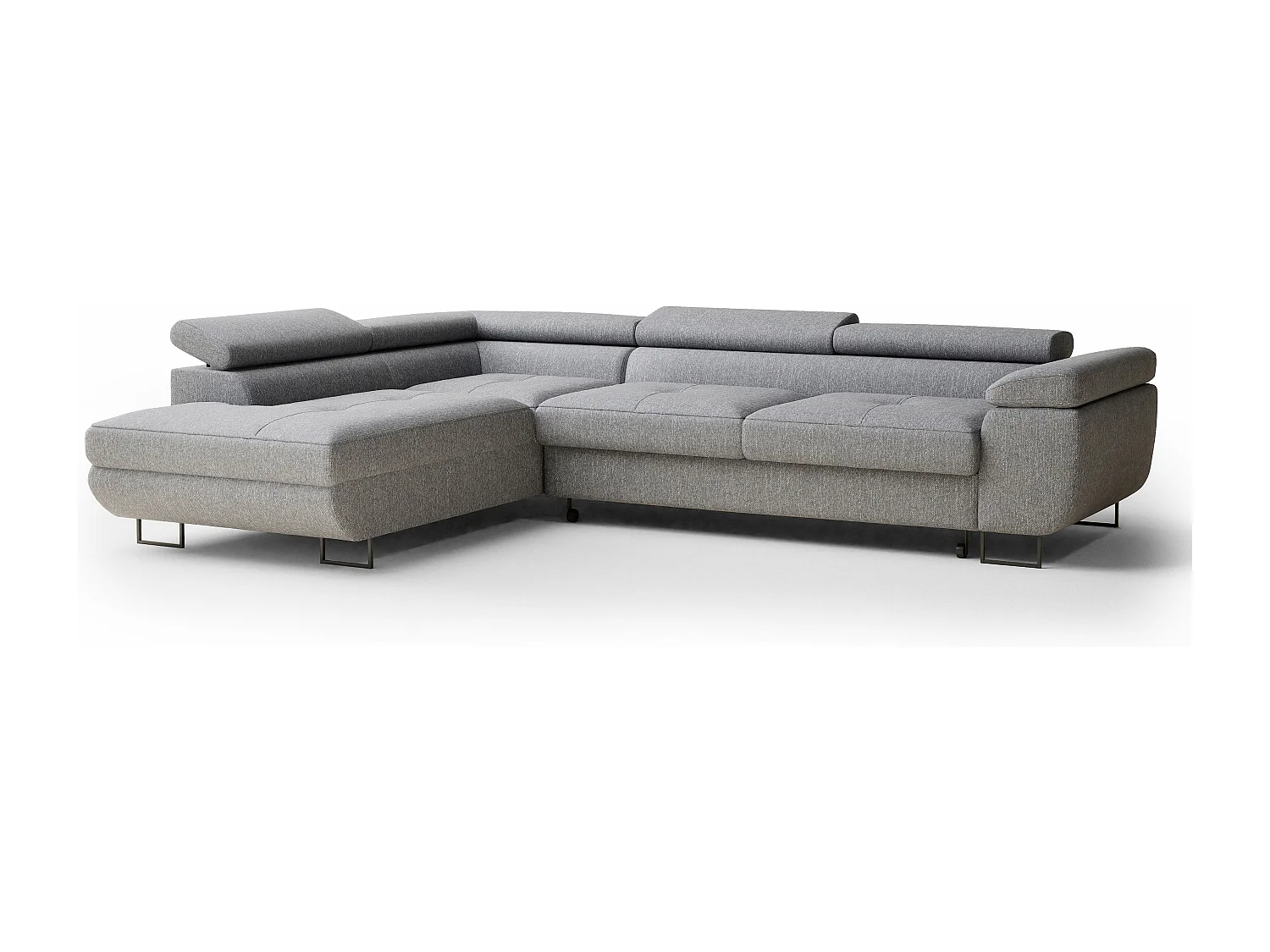 Canapé d'angle convertible Concord im tissu tresse - 5 places - gris