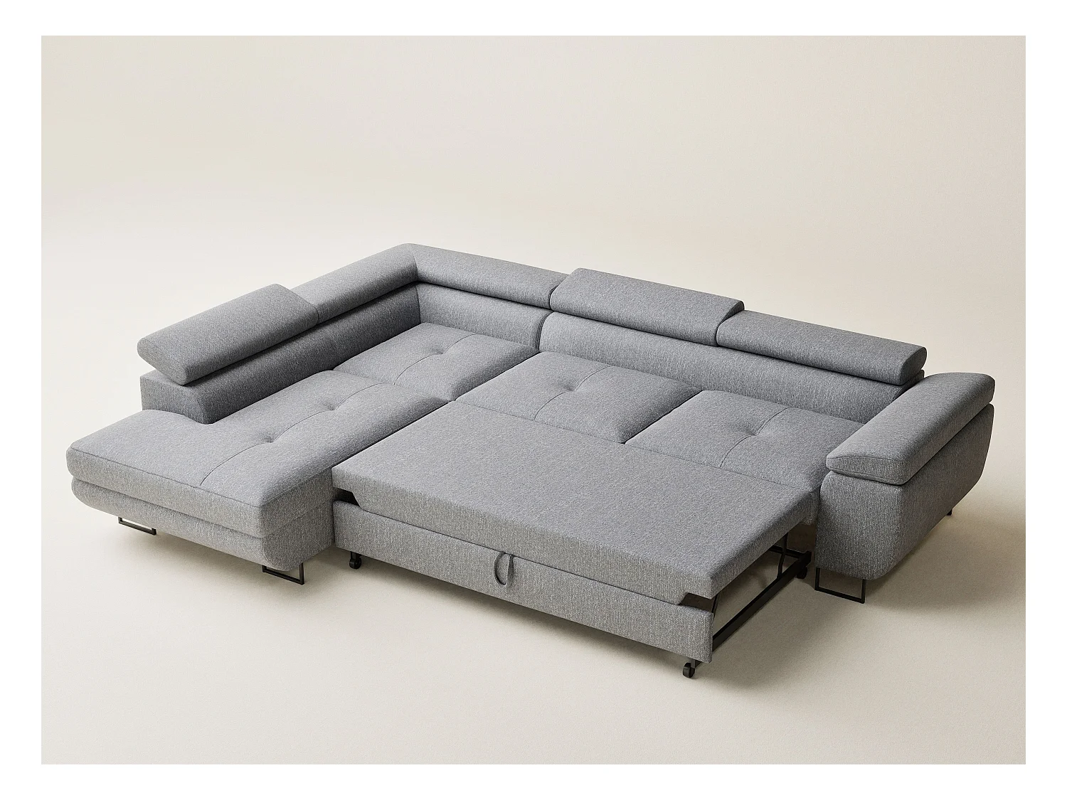 Canapé d'angle convertible Concord im tissu tresse - 5 places - gris