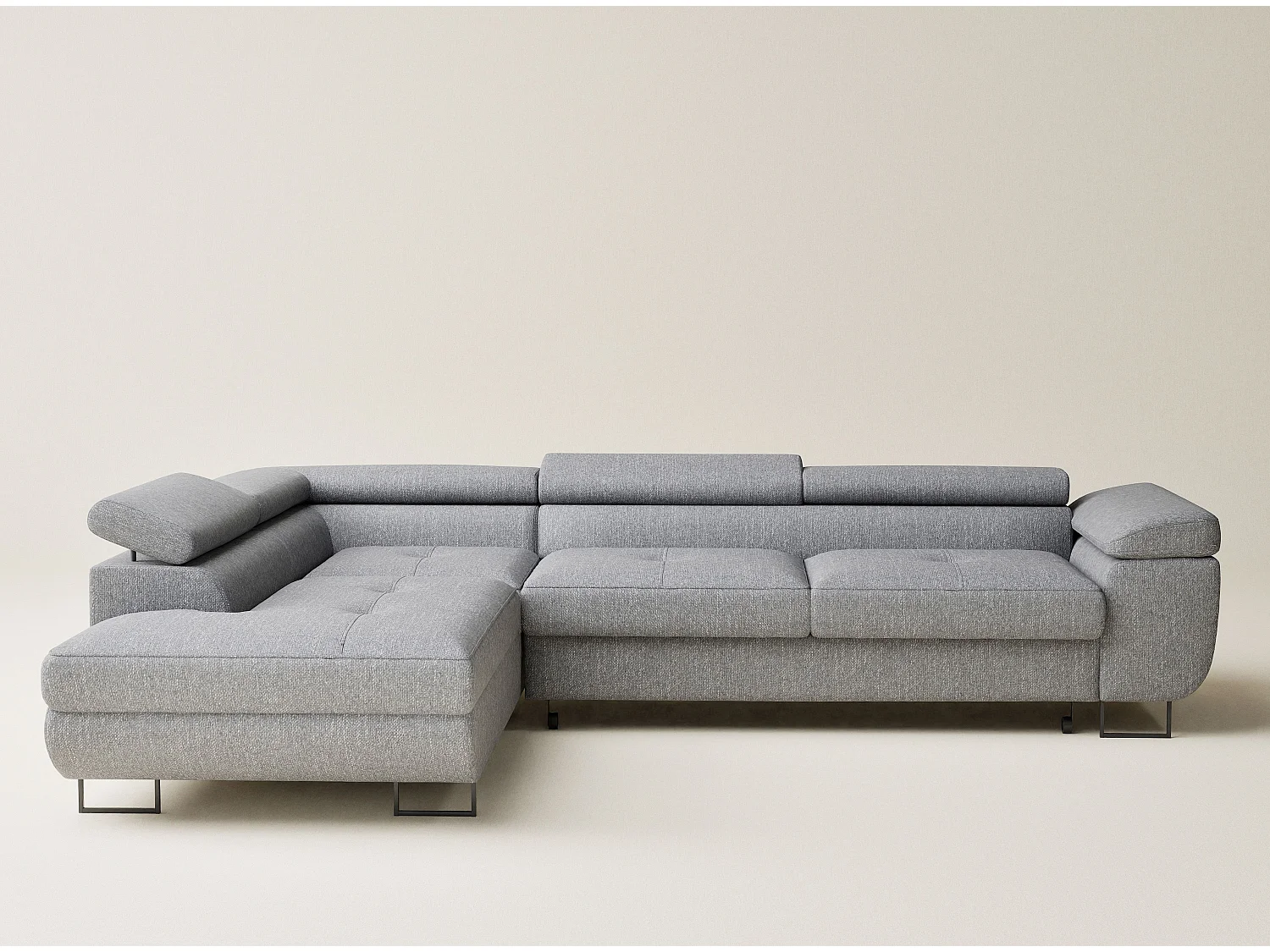 Canapé d'angle convertible Concord im tissu tresse - 5 places - gris