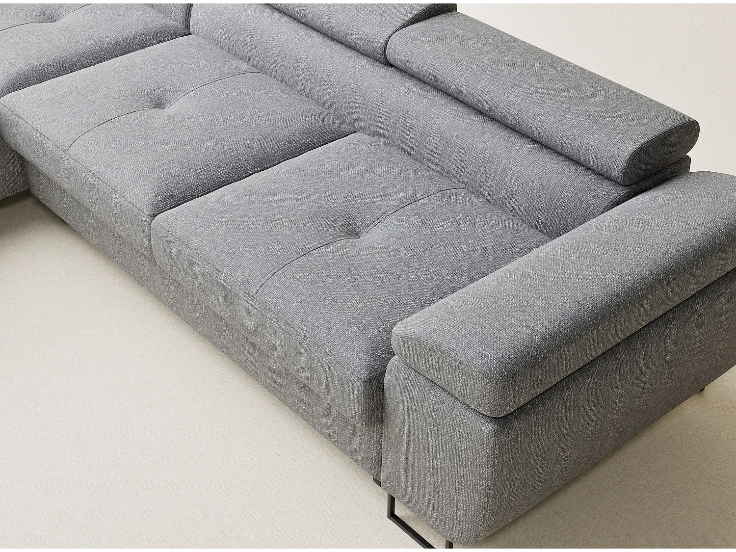 Canapé d'angle convertible Concord im tissu tresse - 5 places - gris