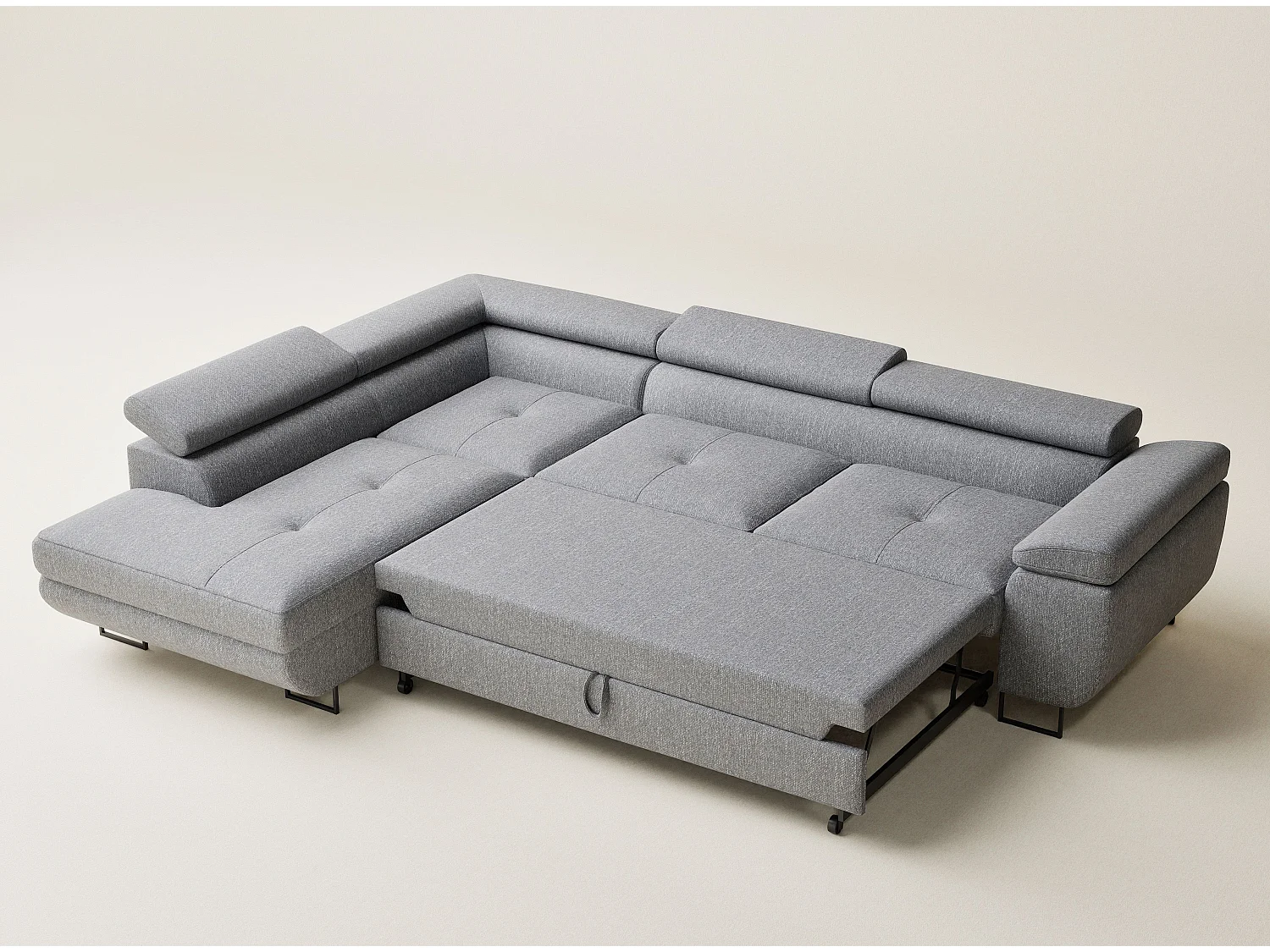 Canapé d'angle convertible Concord im tissu tresse - 5 places - gris