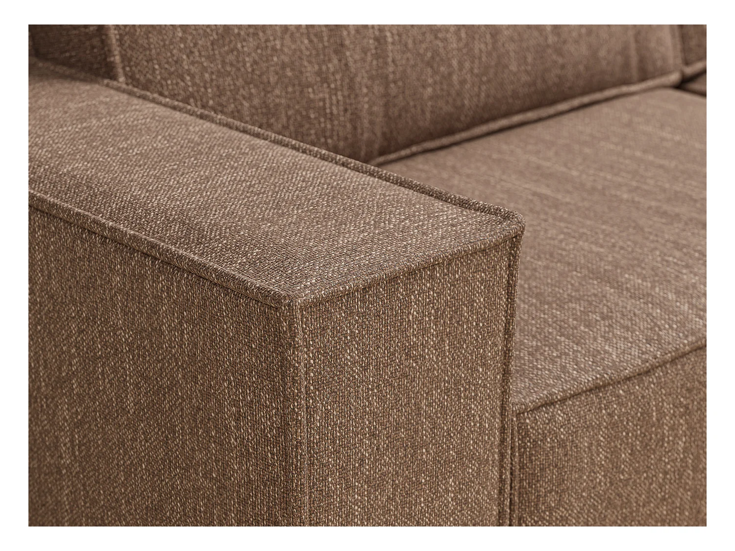 Canapé d'angle convertible Zaya im tissu tresse - 3 places - brun