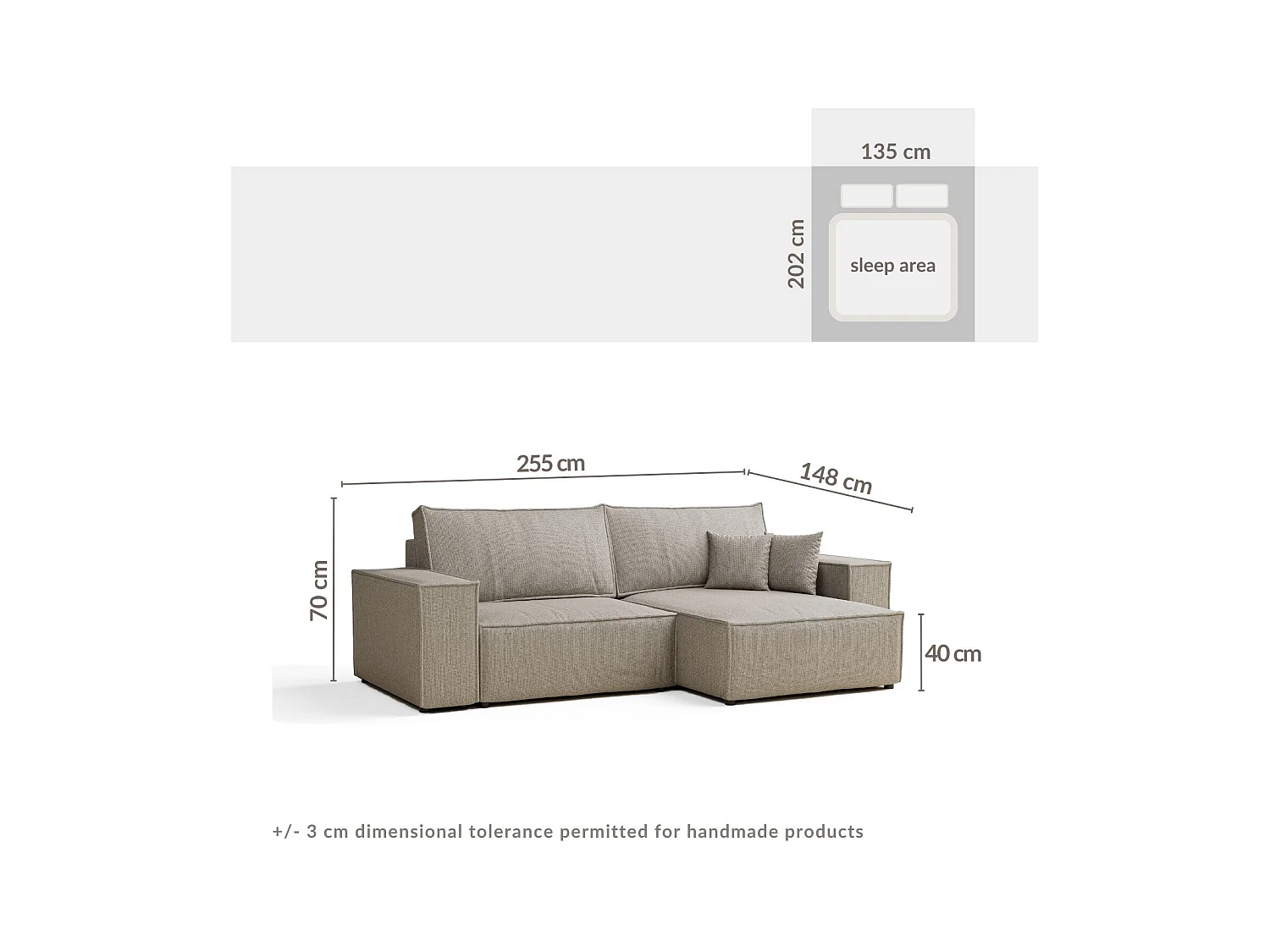 Canapé d'angle convertible Zaya im tissu tresse - 3 places - brun