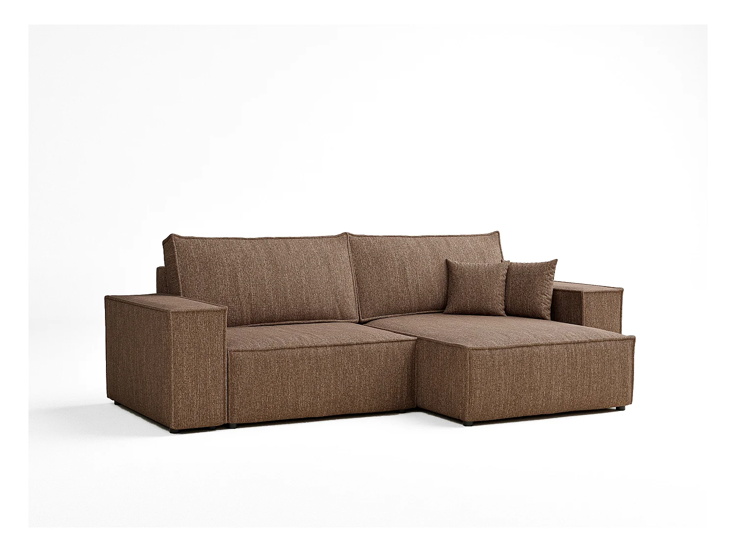 Ecksofa mit Schlaffunktion Zaya aus Webstoff - Drei-Personen - braun