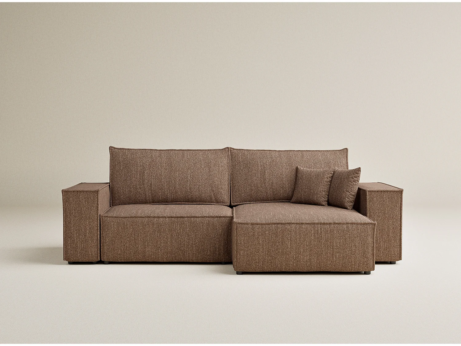 Ecksofa mit Schlaffunktion Zaya aus Webstoff - Drei-Personen - braun