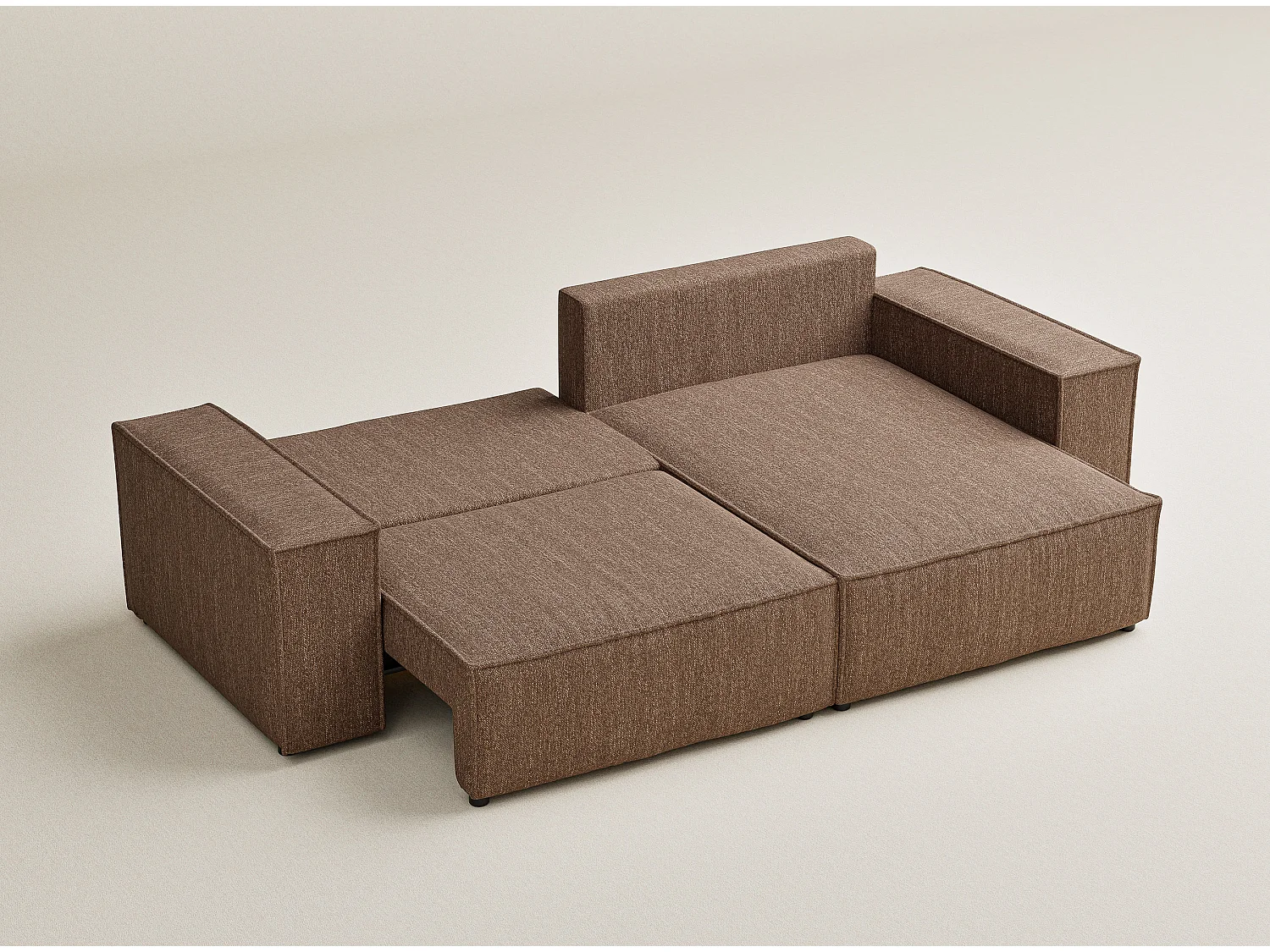 Ecksofa mit Schlaffunktion Zaya aus Webstoff - Drei-Personen - braun