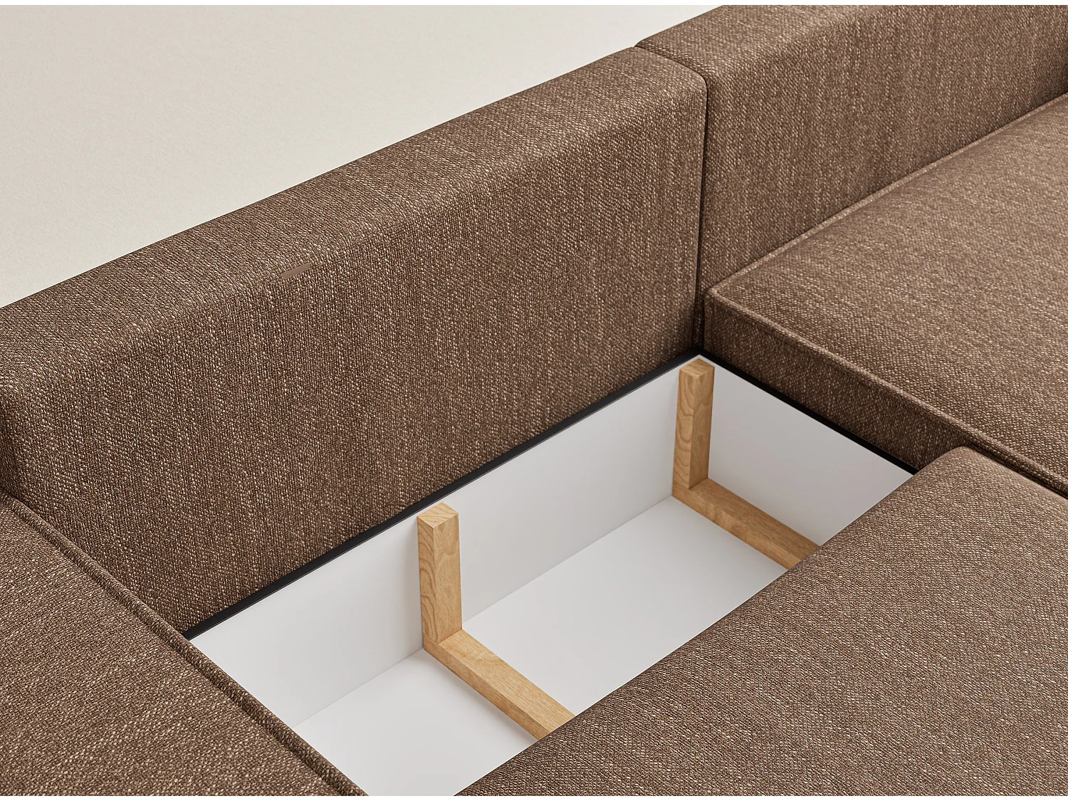 Ecksofa mit Schlaffunktion Zaya aus Webstoff - Drei-Personen - braun