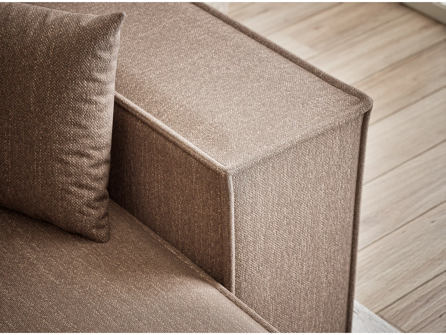 Ecksofa mit Schlaffunktion Zaya aus Webstoff - Drei-Personen - braun