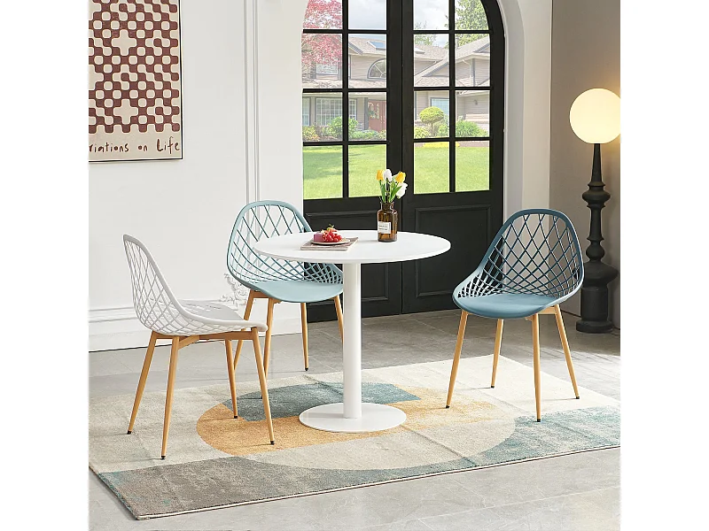 Tavolo da Pranzo Rotondo Moderno 80 cm con Piano in Marmo Bianco, 2-4 Posti, Struttura in Metallo Robusto, Multifunzionale per Cucina e Soggiorno