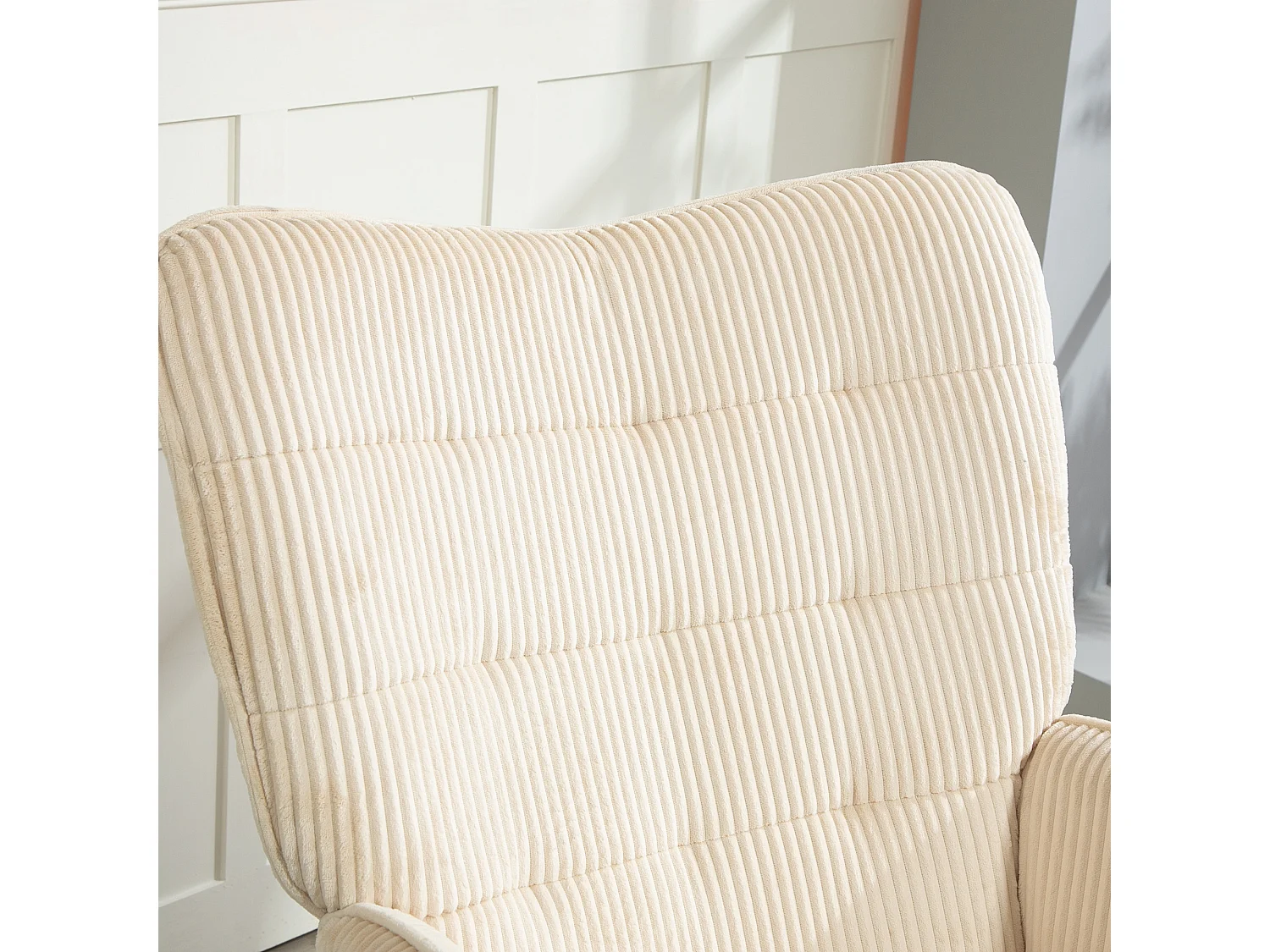 Loungesessel, Cordoptik, Armlehnen, Stuhl mit Holzgestell