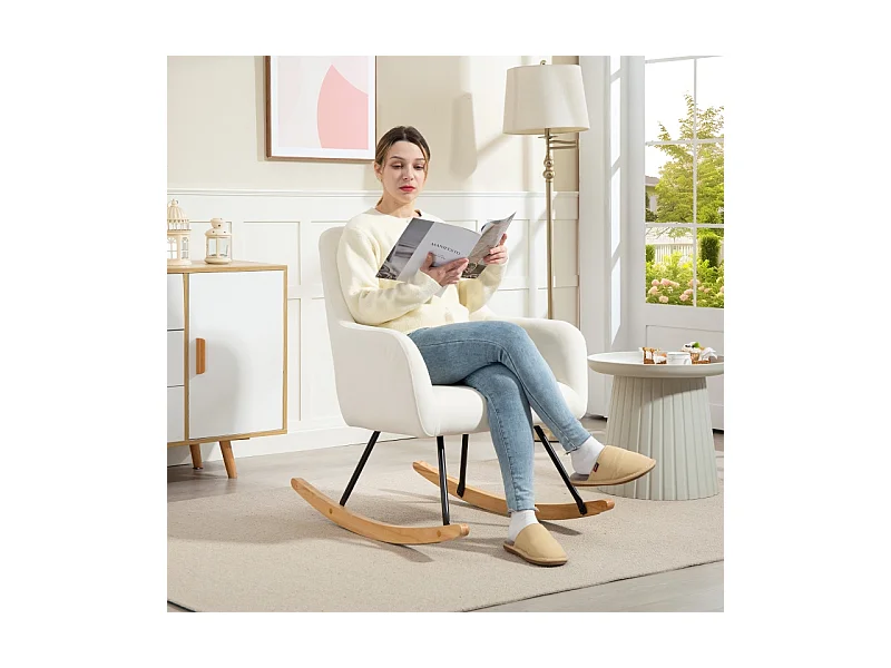 Mecedora con reposabrazos, deslizadores de madera, sillón reclinable, sillón con aspecto de terciopelo