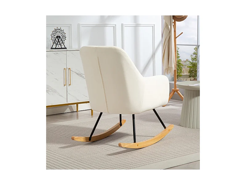 Mecedora con reposabrazos, deslizadores de madera, sillón reclinable, sillón con aspecto de terciopelo
