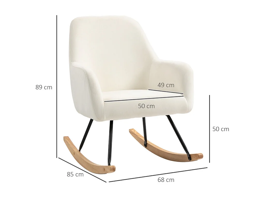 Schaukelstuhl mit Armlehne, Holzgleiter, Relaxsessel, Sessel in Samtoptik
