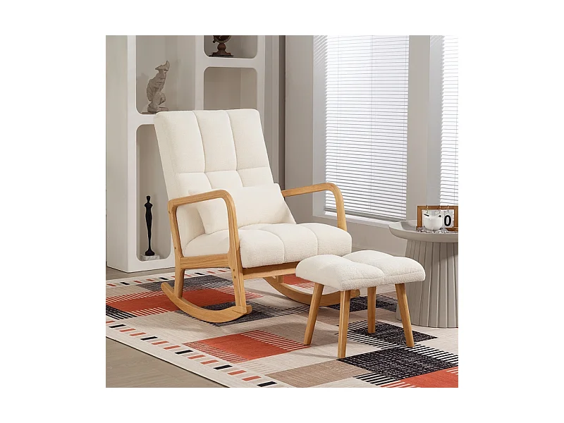 Fauteuil à bascule avec repose-pieds,fauteuil à bascule avec revêtement polaire,accoudoirs