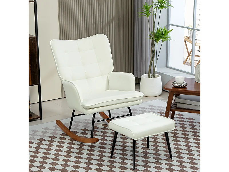 Fauteuil long jusqu'à 130 kg,fauteuil à bascule avec tabouret,fauteuil d'allaitement