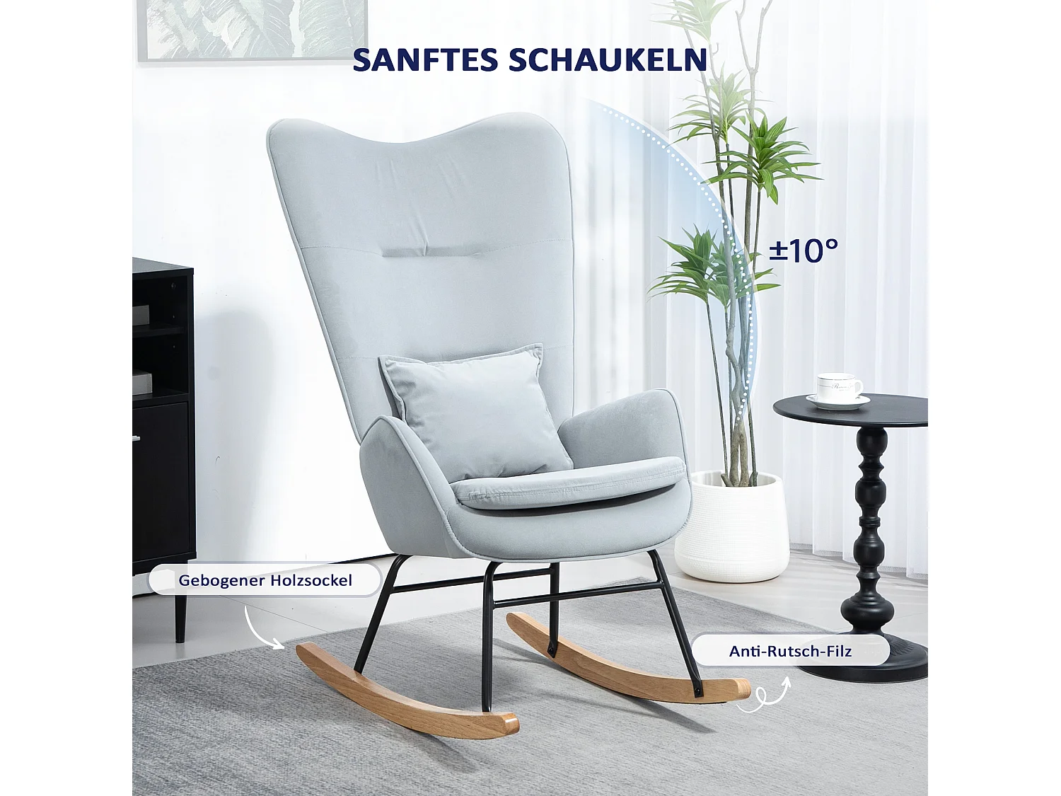 Fauteuil à bascule avec accoudoir,fauteuil d'allaitement aspect velours