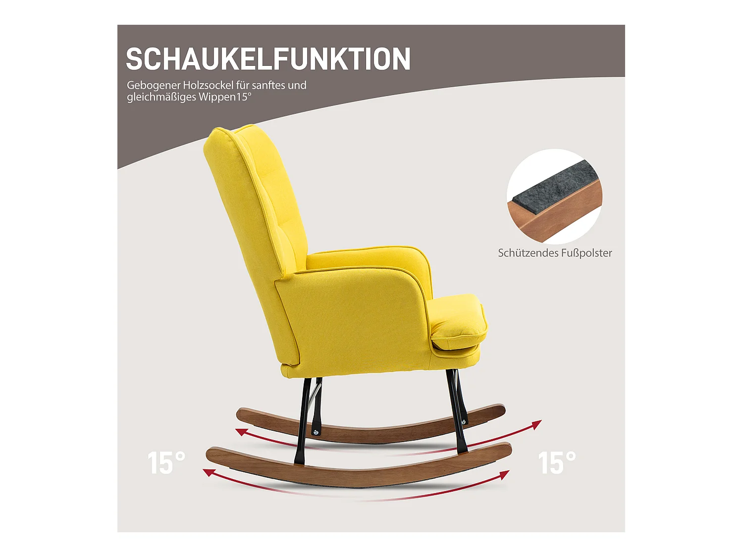 Fauteuil à bascule avec tabouret,fauteuil relax avec accoudoirs,aspect lin