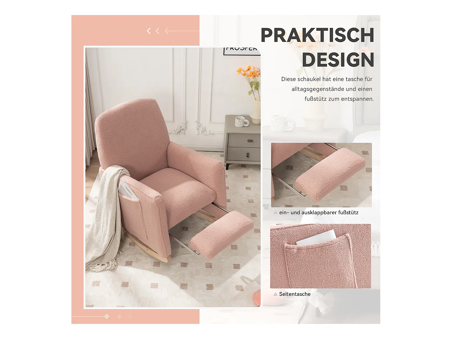 Fauteuil à bascule avec repose-pieds,fauteuil inclinable avec ottoman