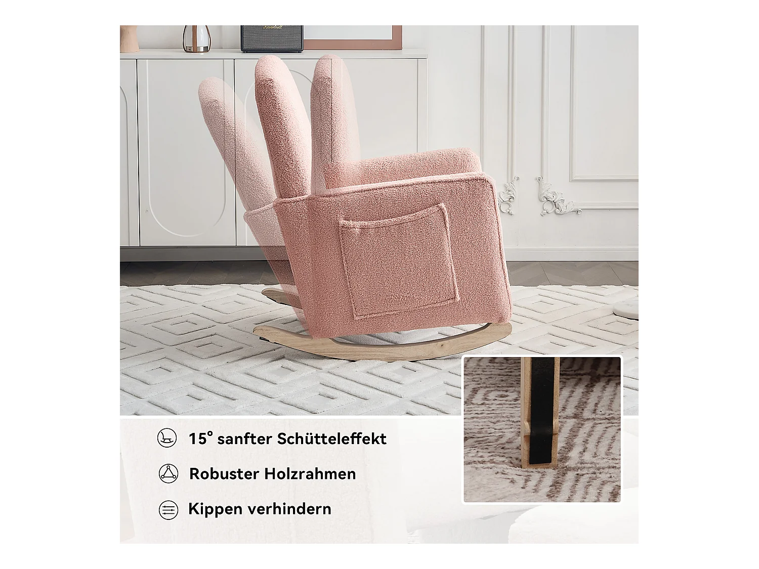 Schaukelstuhl mit Ottomane, Relaxsessel mit Ottomane