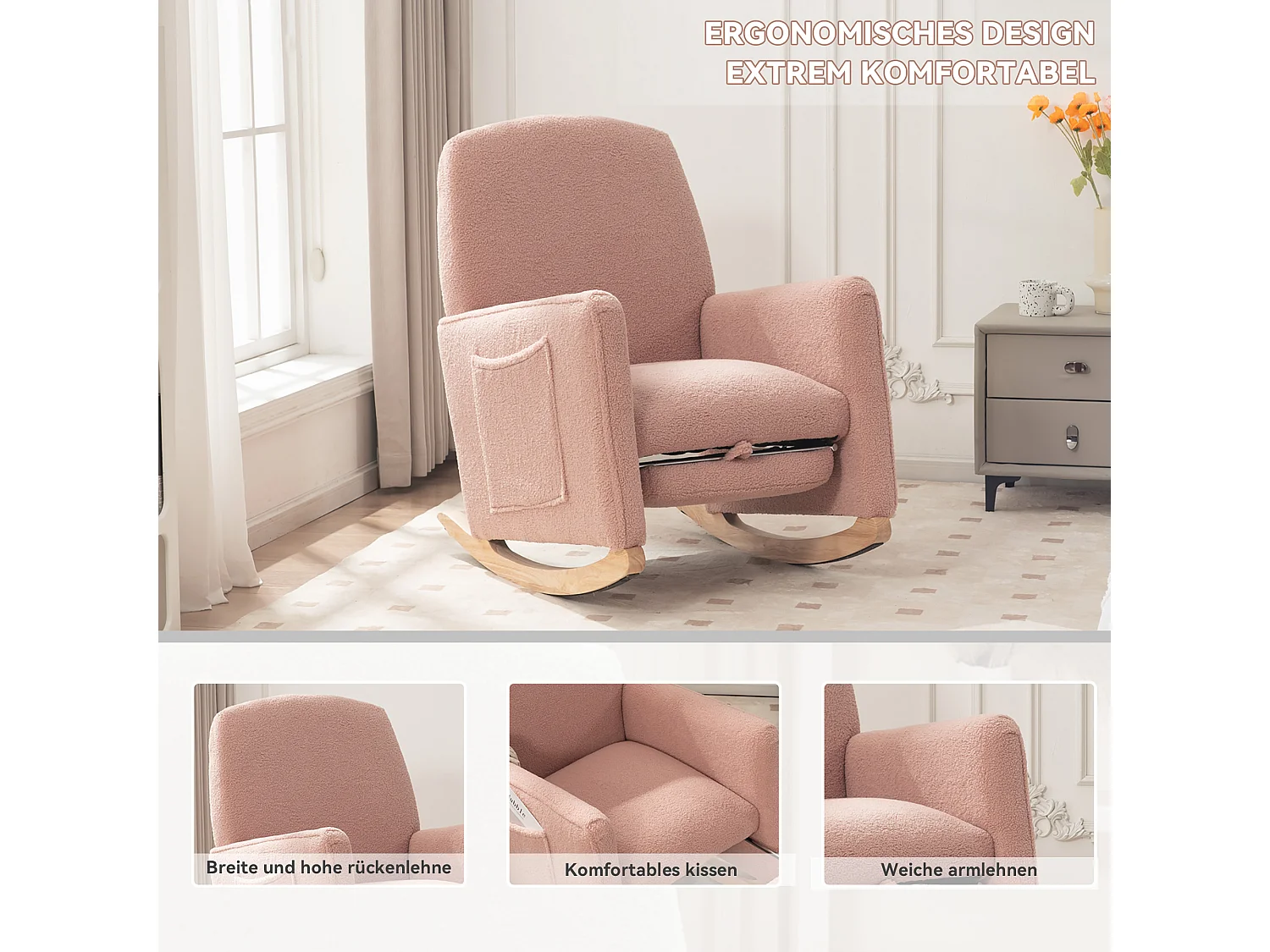 Fauteuil à bascule avec repose-pieds,fauteuil inclinable avec ottoman
