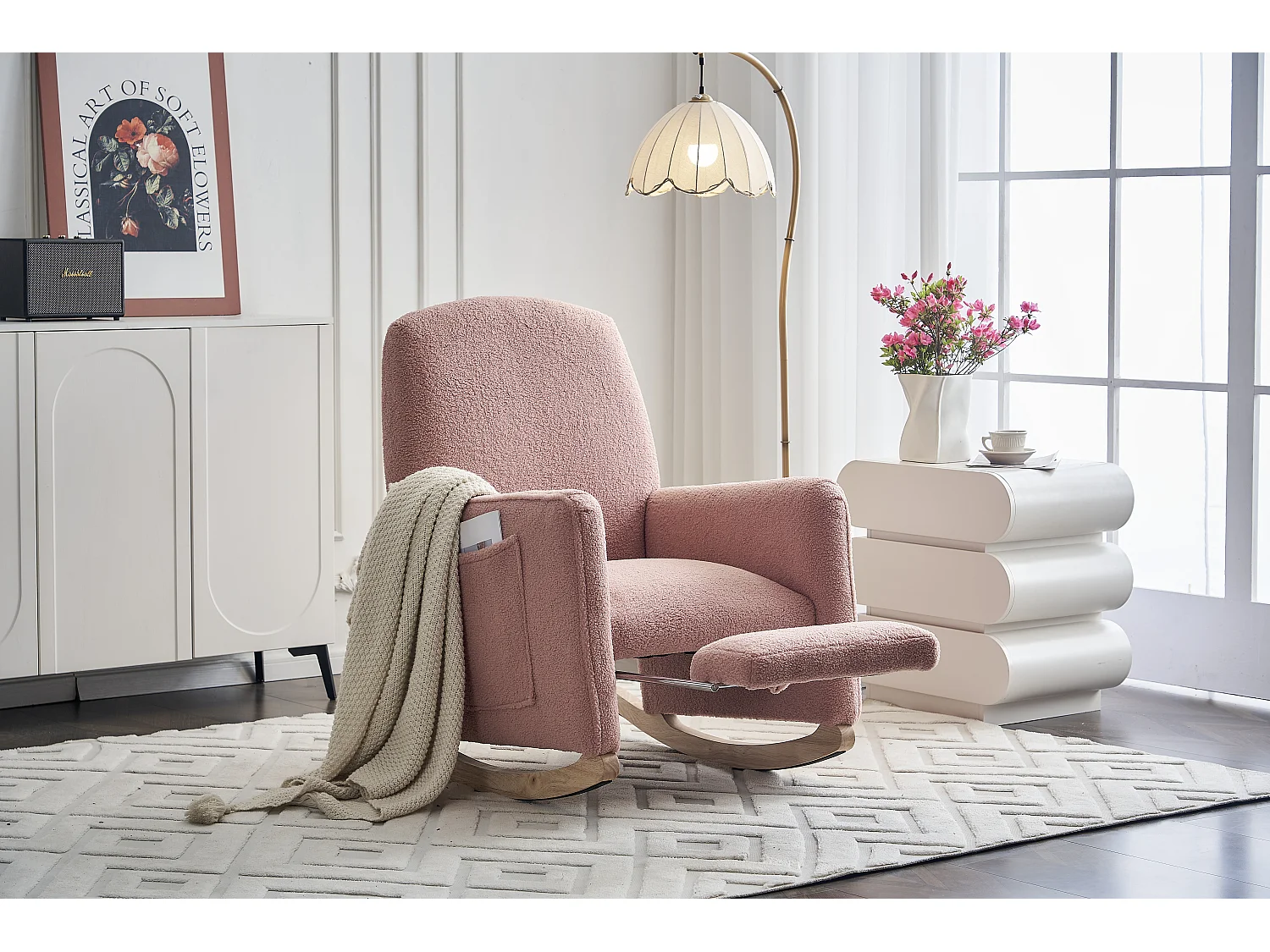 Fauteuil à bascule avec repose-pieds,fauteuil inclinable avec ottoman