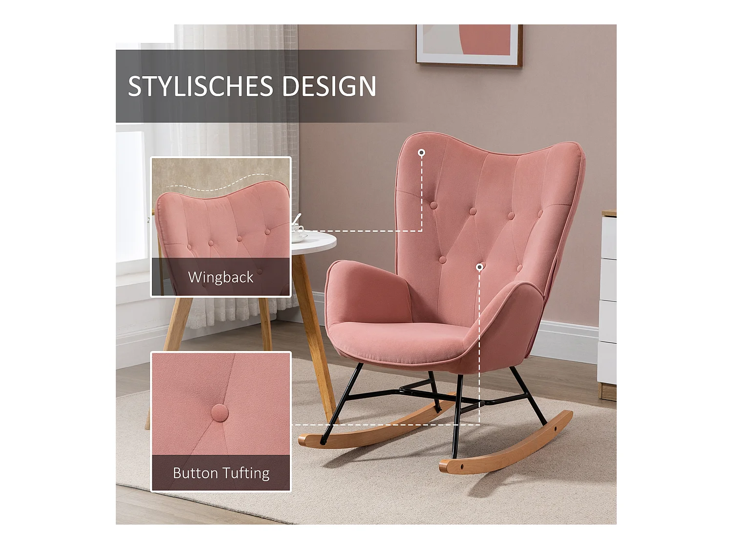 Fauteuil à bascule d'allaitement pour la chambre ou le salon,structure en acier