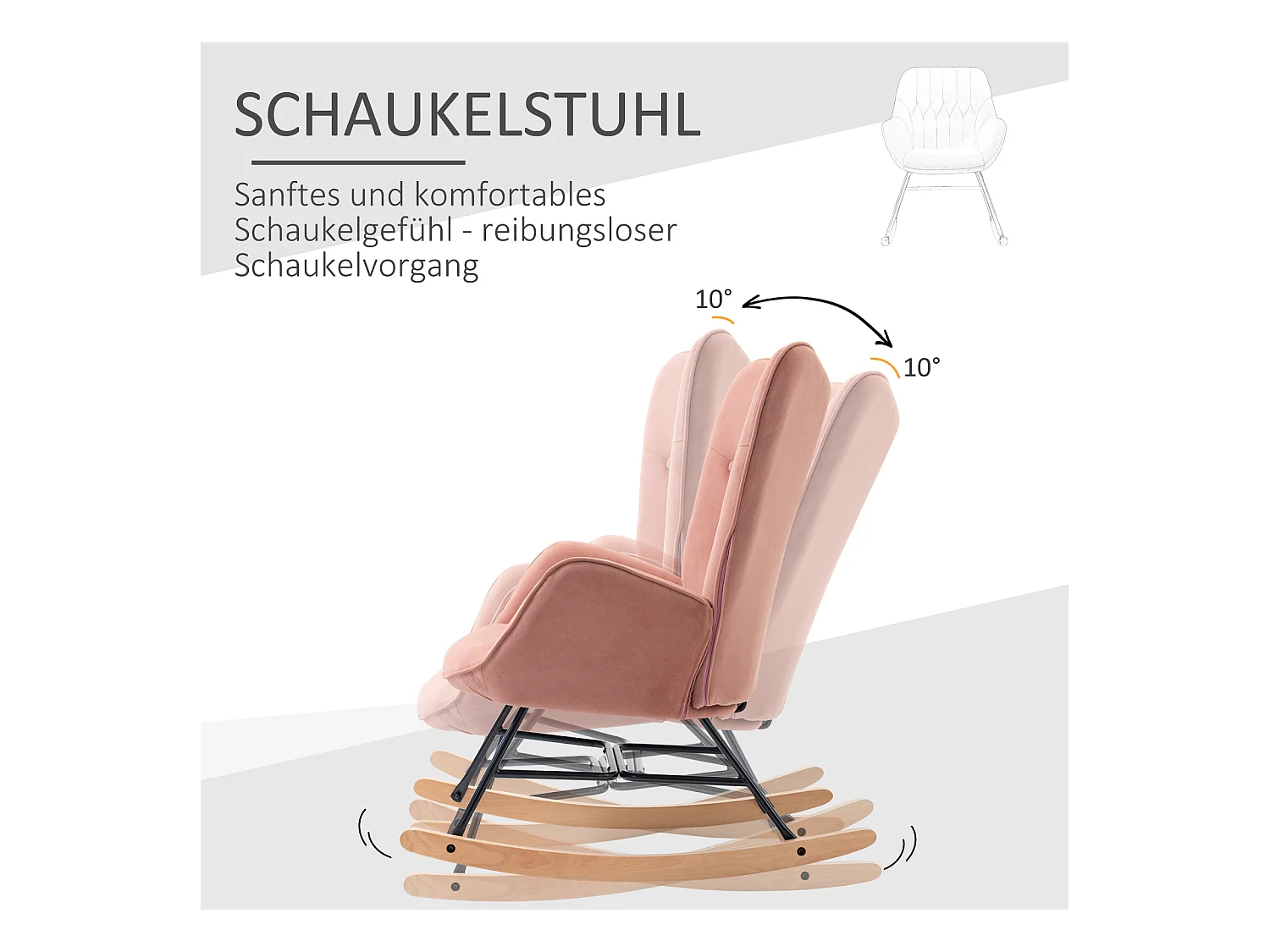 Stillschaukelstuhl für Schlaf- oder Wohnzimmer, Stahlgestell