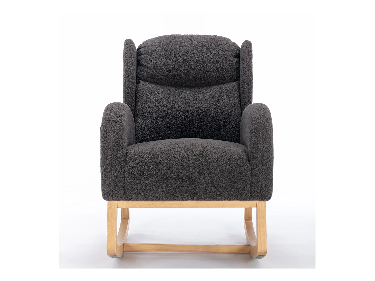 Fauteuil à bascule avec revêtement en tissu Teddy,fauteuil à oreilles,assise rembourrée