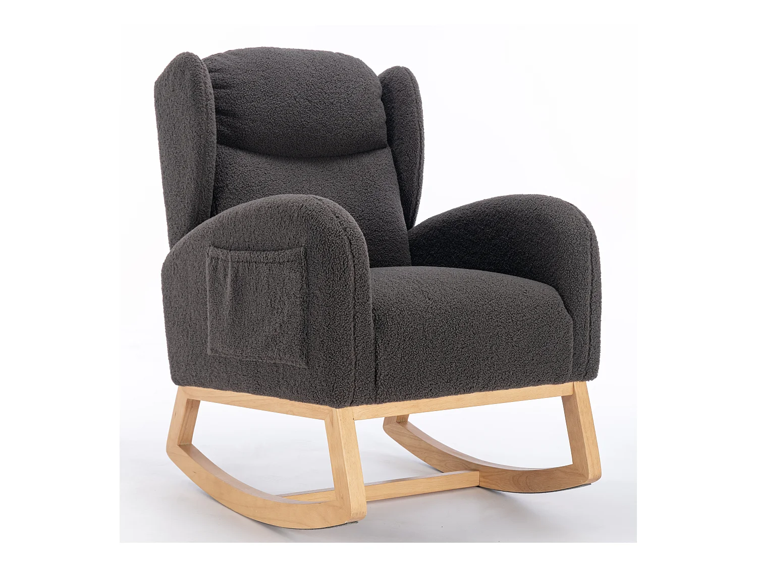 Fauteuil à bascule avec revêtement en tissu Teddy,fauteuil à oreilles,assise rembourrée