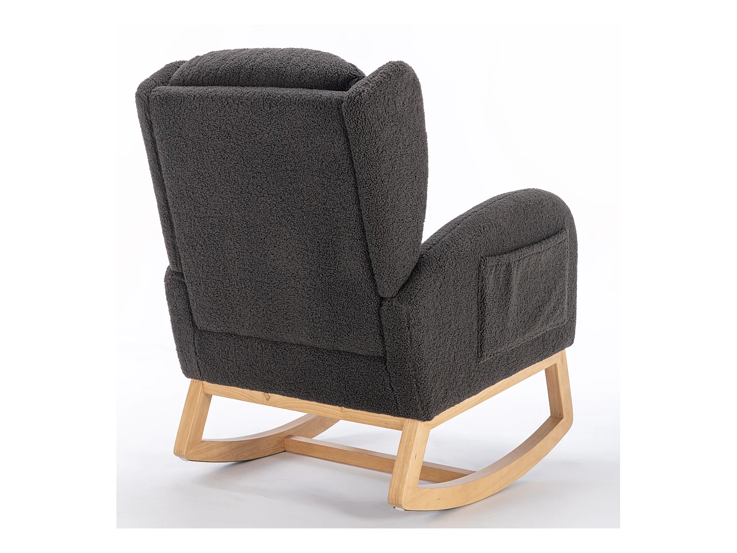 Fauteuil à bascule avec revêtement en tissu Teddy,fauteuil à oreilles,assise rembourrée