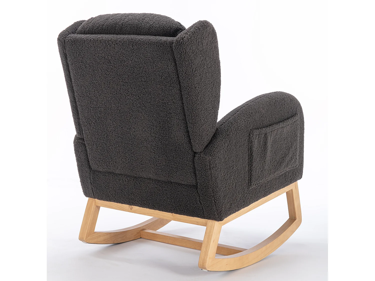 Cadeira de baloiço com estofo em tecido de pelúcia, poltrona com encosto alto, assento almofadado